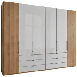 Drehtürenschrank in Weiß, Eiche Bianco