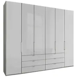 Drehtürenschrank in Grau, Weiß