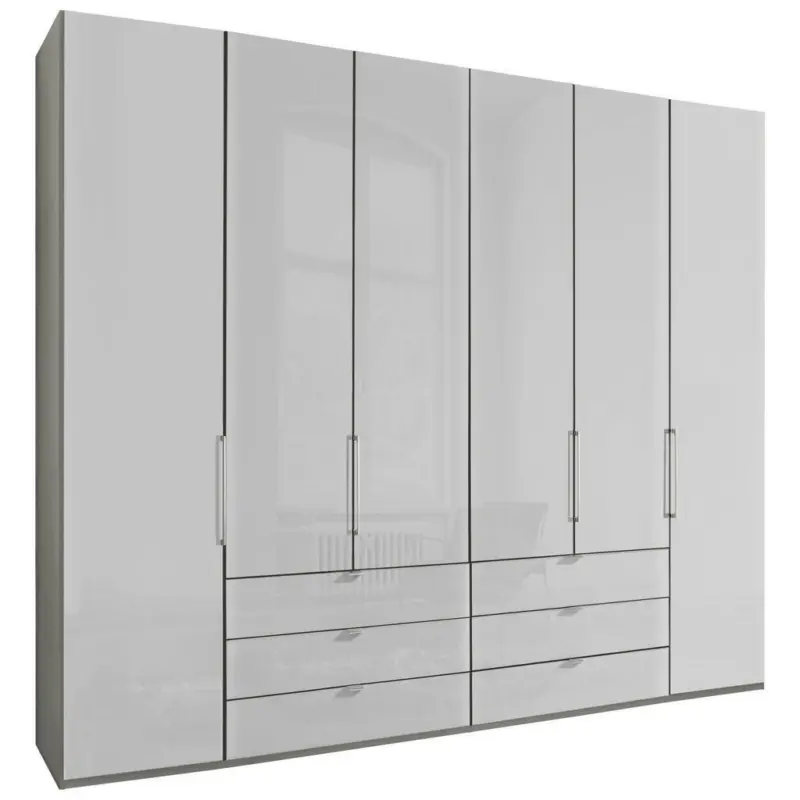Drehtürenschrank in Grau, Weiß