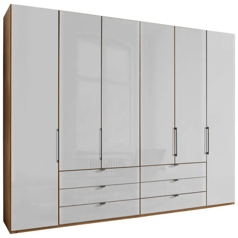 Drehtürenschrank in Weiß, Eiche Bianco