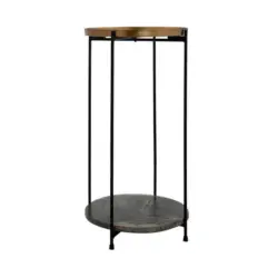 Beistelltisch in Metall, Stein 33/33/61 cm