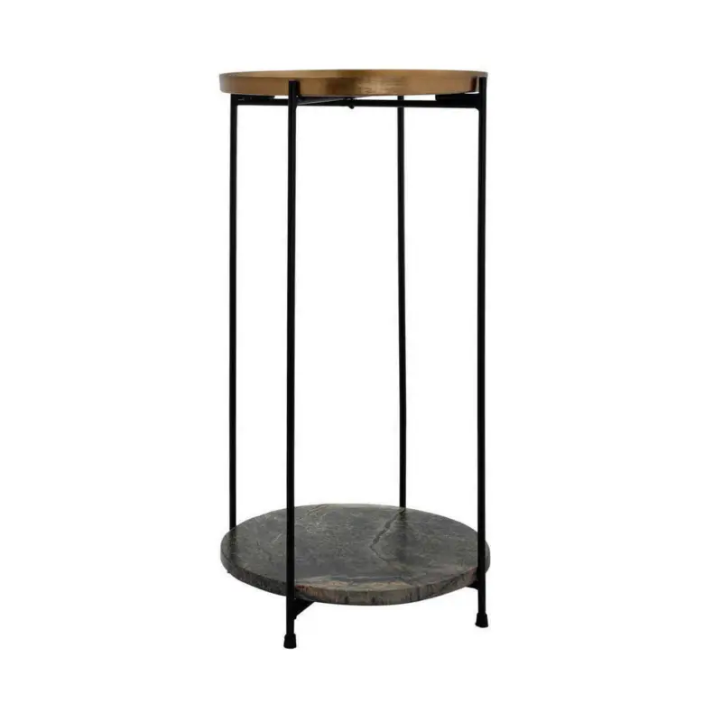 Beistelltisch in Metall, Stein 33/33/61 cm