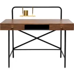 Schreibtisch 121/64/100 cm in Braun, Messingfarben