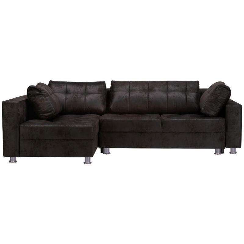 Ecksofa in Lederlook Schwarz