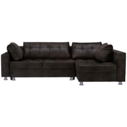 Ecksofa in Lederlook Schwarz