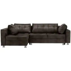 Ecksofa in Lederlook Dunkelbraun