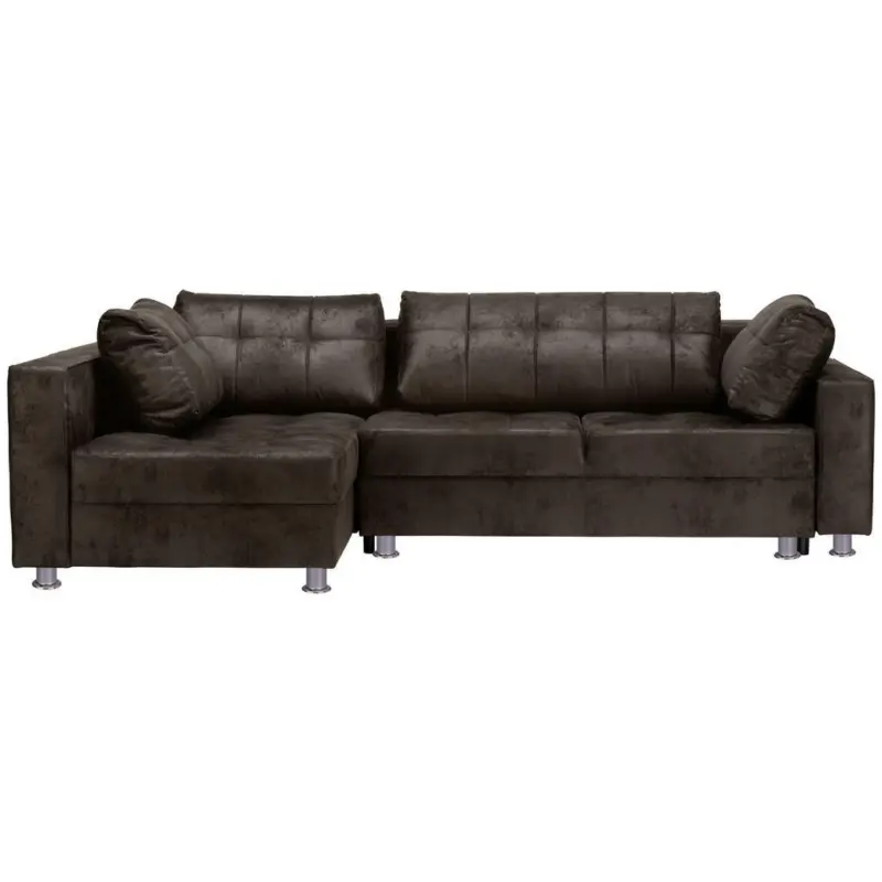 Ecksofa in Lederlook Dunkelbraun