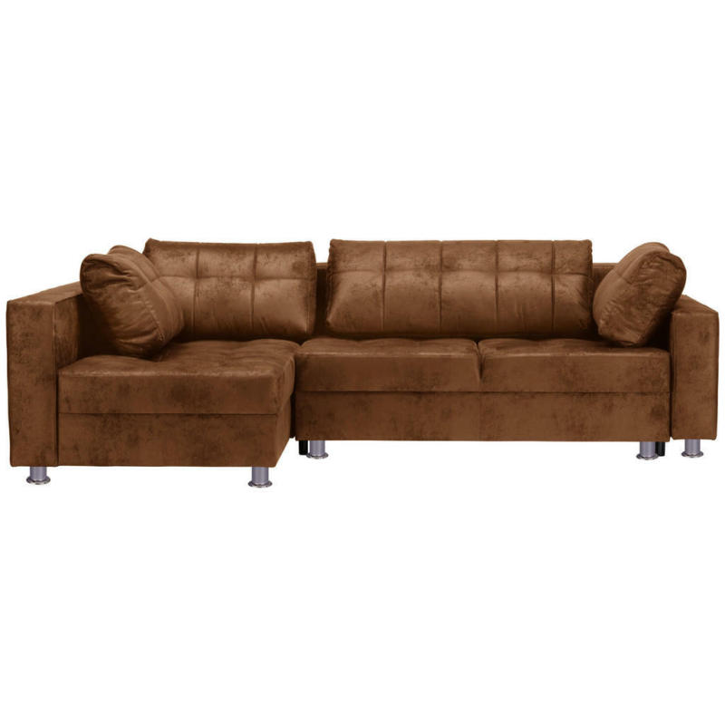 Ecksofa in Lederlook Braun