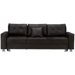 Schlafsofa in Lederlook Schwarz