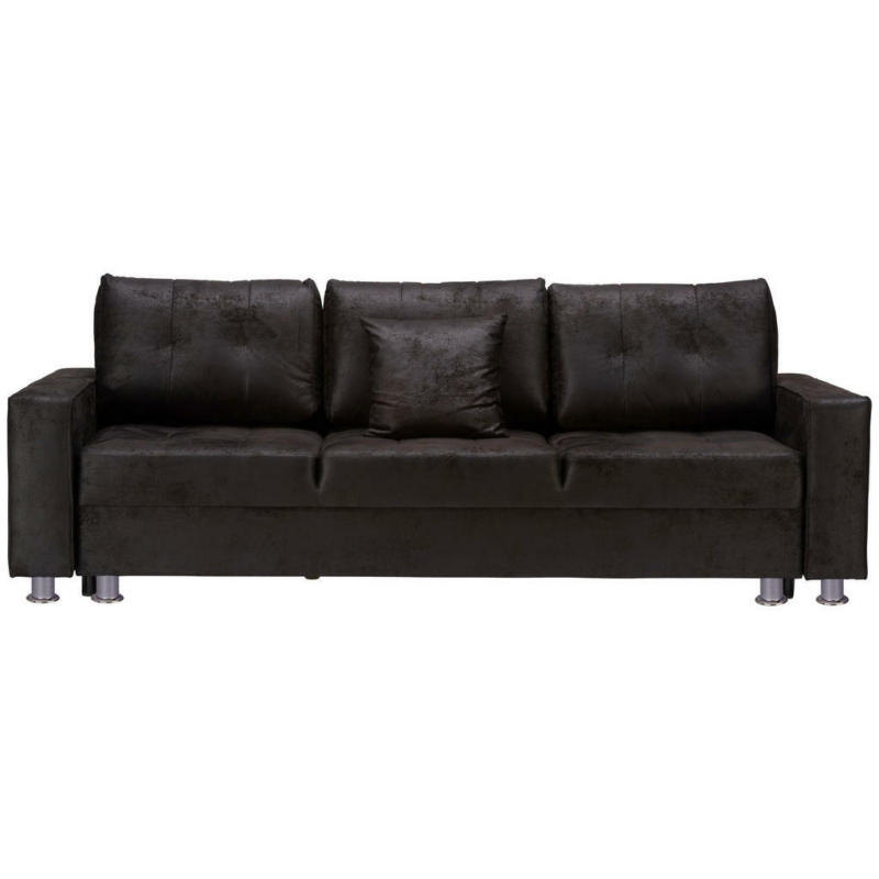 Schlafsofa in Lederlook Schwarz