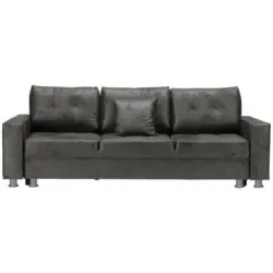 Schlafsofa in Lederlook Dunkelgrau