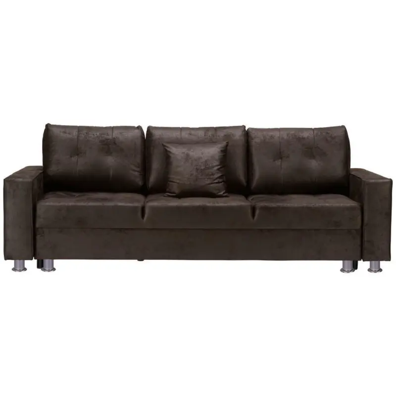 Schlafsofa in Lederlook Dunkelbraun