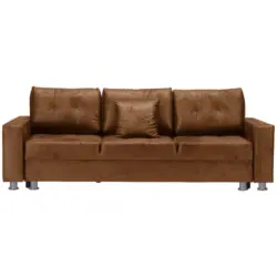 Schlafsofa in Lederlook Braun