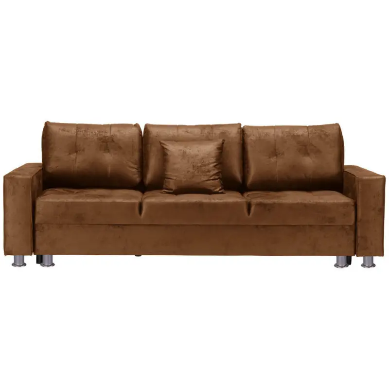 Schlafsofa in Lederlook Braun