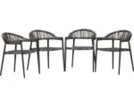 Hornbach Stapelstuhl acamp Brooklyn 4 er Set 56 x 58 x 78 mm Aluminium Polyrattan grau-braun stapelbar