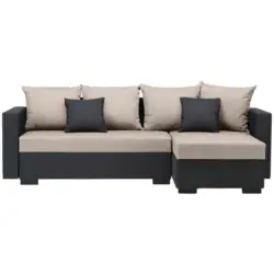 Ecksofa in Textilgeflecht Anthrazit, Beige