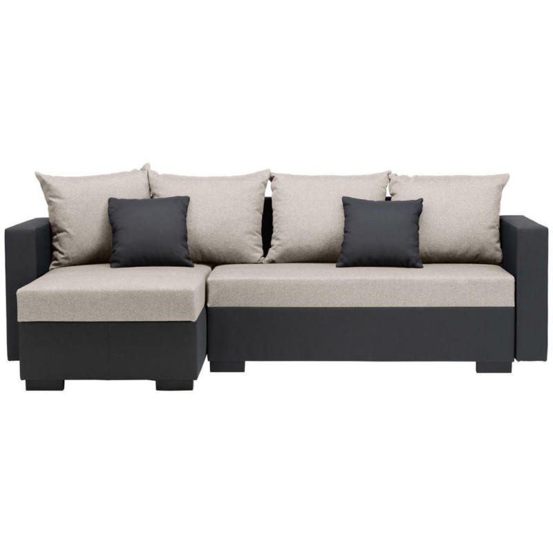 Ecksofa in Textilgeflecht Anthrazit, Beige