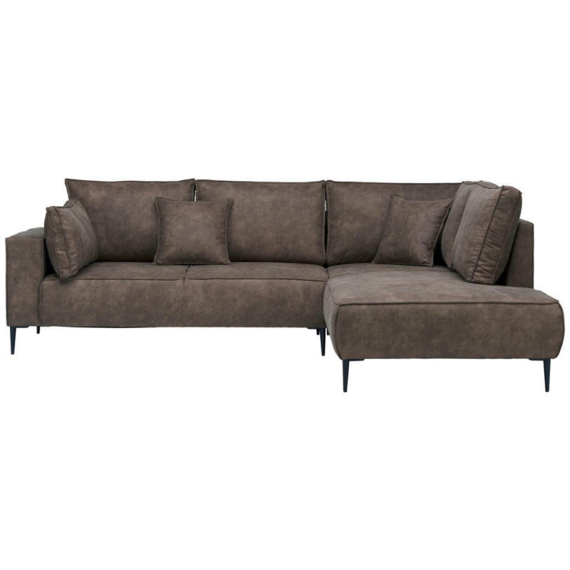 Ecksofa in Lederlook Dunkelbraun