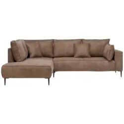 Ecksofa in Lederlook Braun