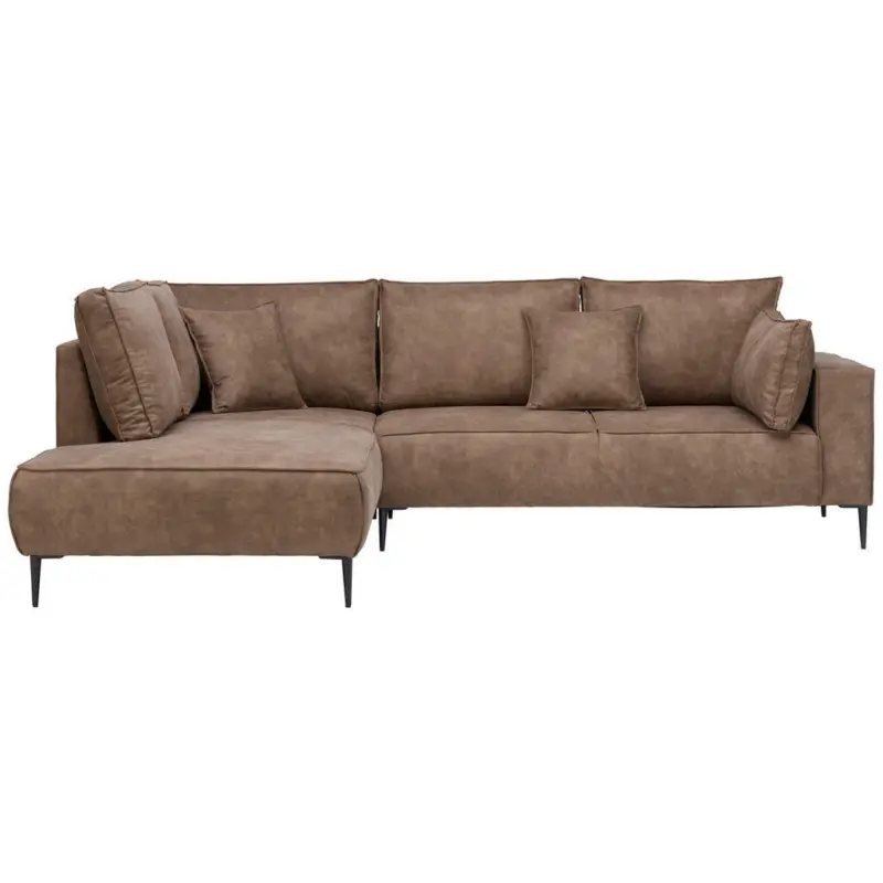 Ecksofa in Lederlook Braun