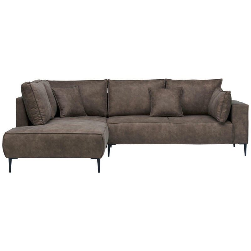 Ecksofa in Lederlook Dunkelbraun