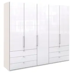 Falttürenschrank Glasfront in Weiß