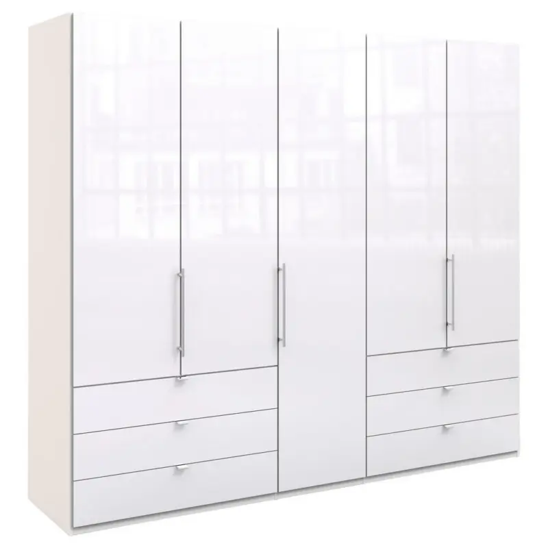 Falttürenschrank Glasfront in Weiß