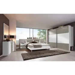 Schlafzimmer 180/200 cm in Grau, Weiß