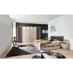 Schlafzimmer 180/200 cm in Eichefarben, Schieferfarben