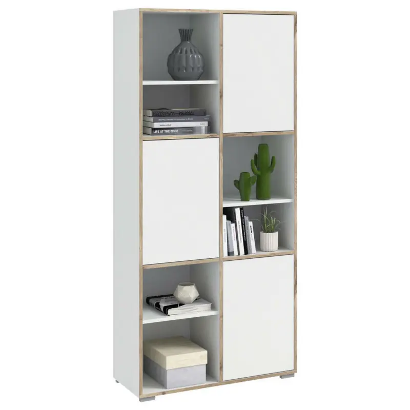 Regal 81/182/40 cm Weiß, Eichefarben