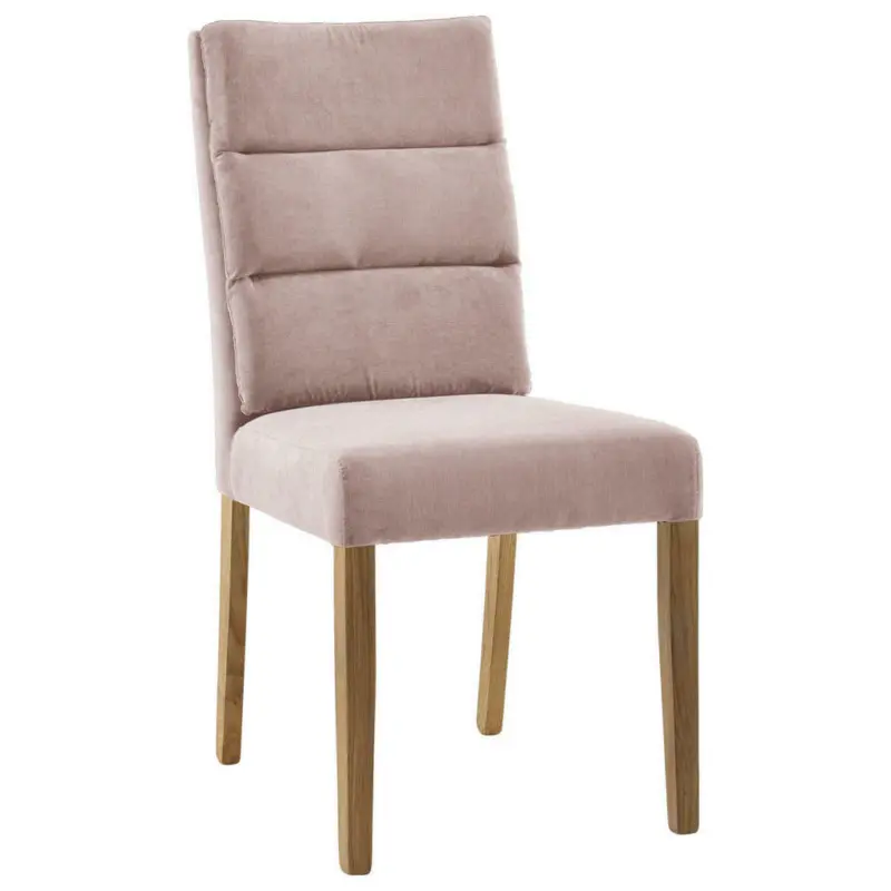 Stuhl in Holz, Textil Eichefarben, Altrosa