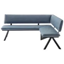 Eckbank 205/165 cm in Schwarz, Hellblau