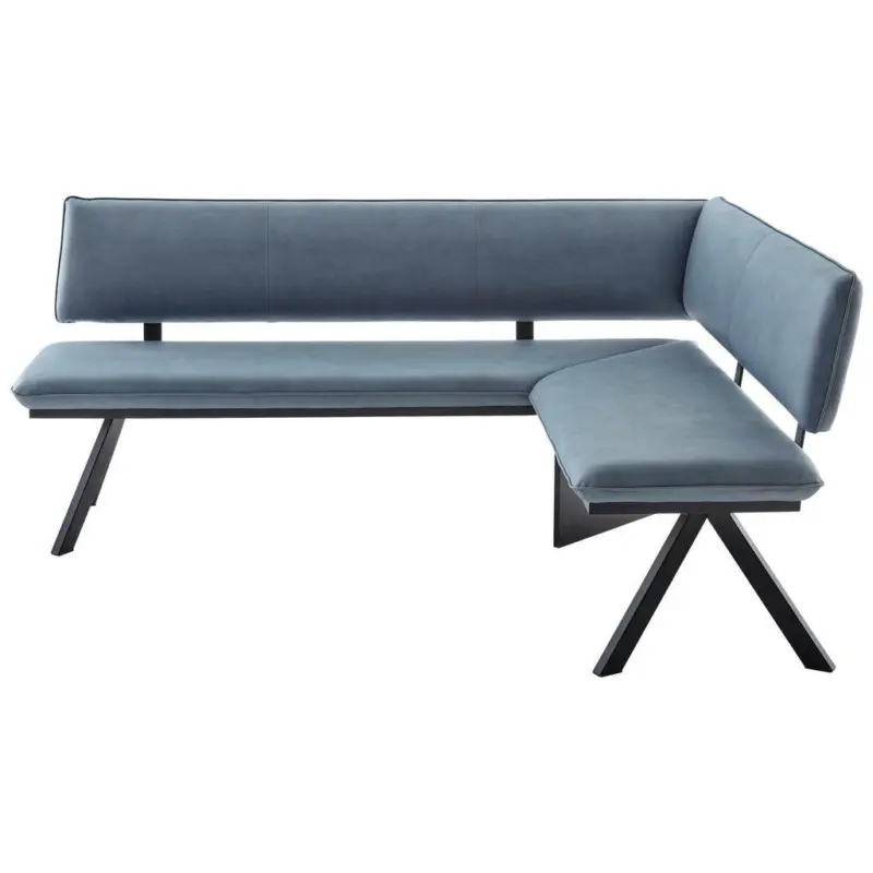Eckbank 205/165 cm in Schwarz, Hellblau