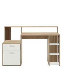 Schreibtisch 139/54/92 cm in Weiß, Eichefarben