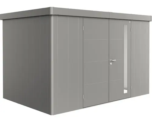 Gartenhaus Biohort Neo inkl. Regenrinne Regale Set 339 x 227 cm quarzgrau-metallic