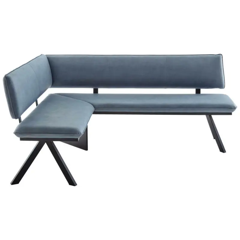 Eckbank 165/205 cm in Schwarz, Hellblau