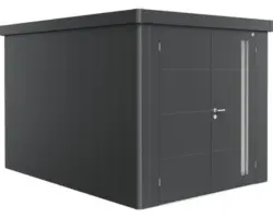 Gartenhaus Biohort Neo inkl. Regenrinne Regale Set 227 x 339 cm dunkelgrau-metallic