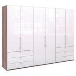 XXXLutz Vöcklabruck - Ihr Möbelhaus in Vöcklabruck Falttürenschrank Glasfront in Weiß, Trüffeleichefarben