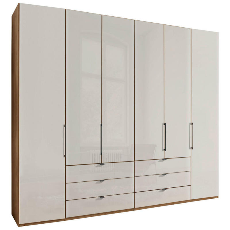 Drehtürenschrank in Weiß, Eiche Bianco