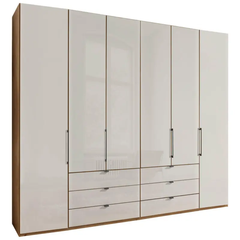 Drehtürenschrank in Weiß, Eiche Bianco