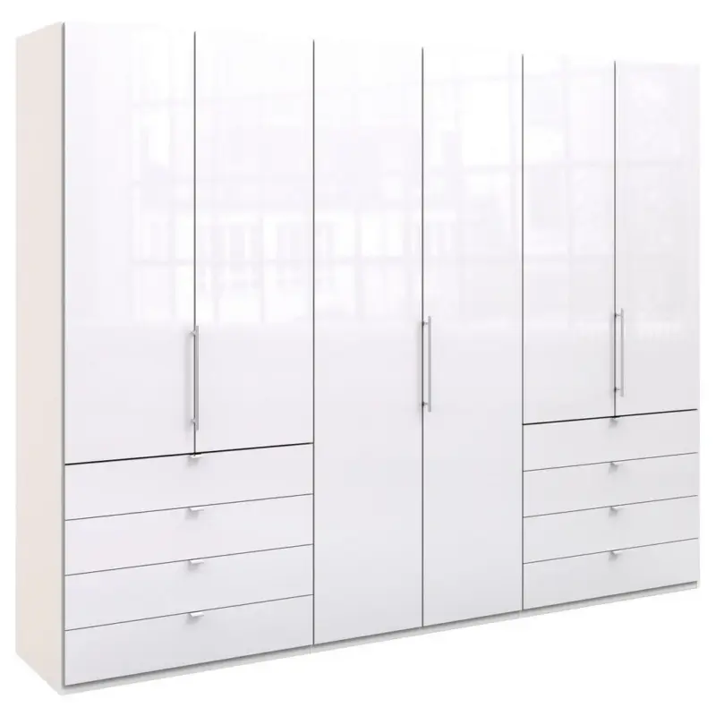 Falttürenschrank Glasfront in Weiß