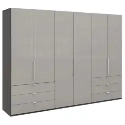 Falttürenschrank Glasfront in Hellgrau, Dunkelgrau