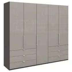 Falttürenschrank Glasfront in Hellgrau, Dunkelgrau