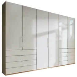 Falttürenschrank Glasfront in Eichefarben, Champagner