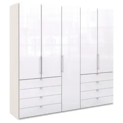 Faltt&uuml;renschrank Glasfront in Wei&szlig;