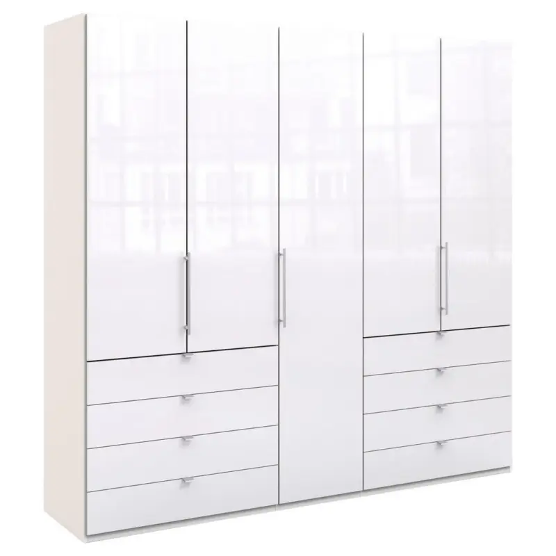 Faltt&uuml;renschrank Glasfront in Wei&szlig;