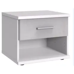 Nachtkästchen in Weiß, Hellgrau