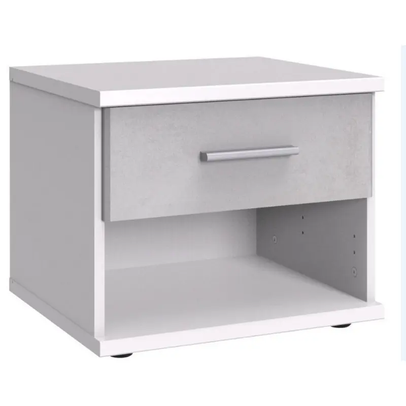 Nachtkästchen in Weiß, Hellgrau