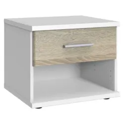 Nachtk&auml;stchen in Wei&szlig;, Eichefarben