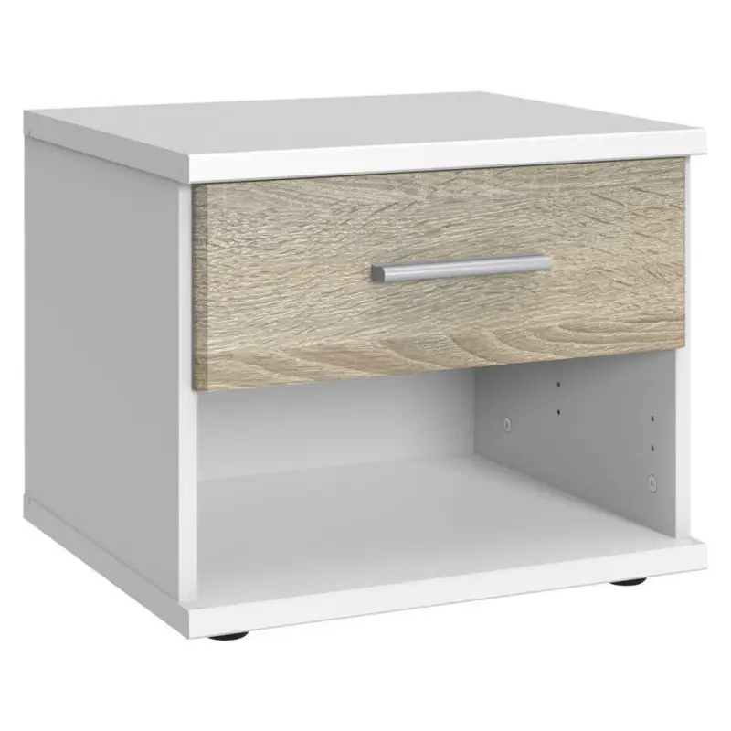 Nachtk&auml;stchen in Wei&szlig;, Eichefarben